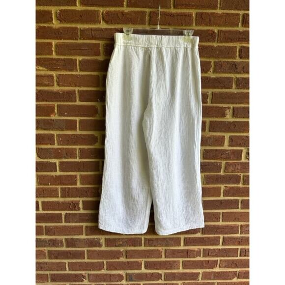 NWOT Bobi Wide Leg Beach Gauze Crepe Cotton Pant in White size Medium - Picture 2 of 7